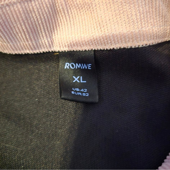 Men’s Romwe XL Button Down Shirt Short Sleeve Pink/Black 90s Style - Picture 2 of 5